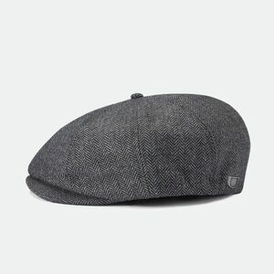 Brixton Brood Newsboy Cap M 7 1/4 Gray Black Herringbone Snap Brim Hat